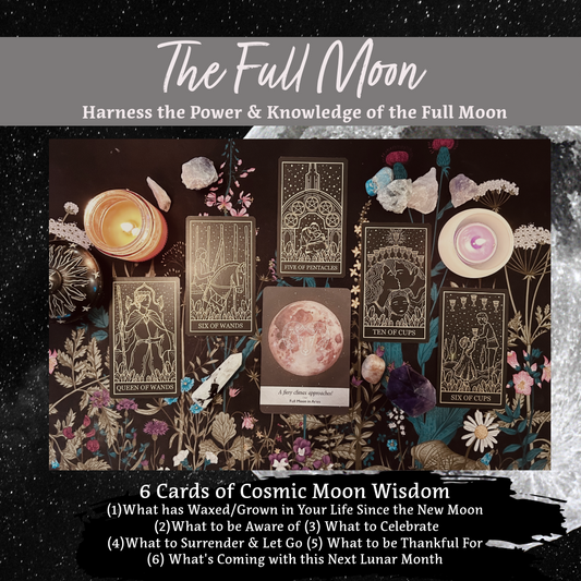 In Depth Tarot Readings | 6 Cards The Full Moon | Digital File & Voice Memo