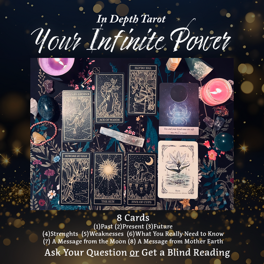 In Depth Tarot Reading | 8 Cards Your Infinite Power | Digital File & Voice Memo | Delivery Guarantee